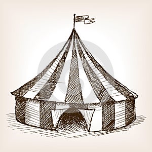 Circus tent hand drawn sketch vector