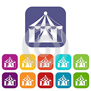 Circus tent icons set