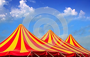 Circus tent red orange and yellow stripped pattern photo