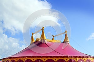 Circus tent red pink color four towers