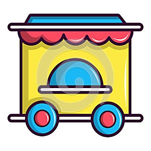 Circus ticket booth icon, cartoon style