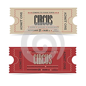 Circus ticket design in vintage delicate colors. Vector illustration