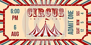 Circus ticket. Vector Image. Horizontal circus ticket.
