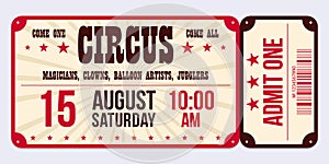 Circus ticket. Vector Image. Horizontal circus ticket.