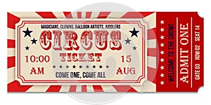 Circus ticket. Vector Image. Horizontal vintage and retro circus ticket.