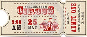 Circus ticket with vintage elements