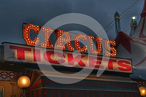 Circus tickets neon sign