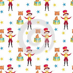 Circus tiger and trainer pattern