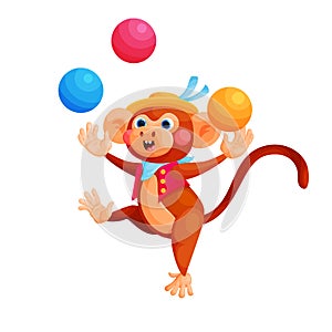 Circus trained animal show flat vector illustration