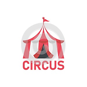 Circus vector logo. Red Circus tent logo template. Vector illustration EPS10