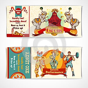 Circus vintage tickets set