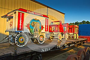 Circus Wagons on Flatbed Railcar