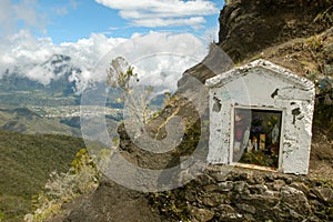 Cirque of Cilaos and city on La Reunion Island