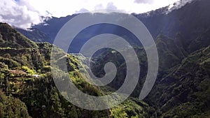 The Cirque of Cilaos on Reunion Island seen from a drone