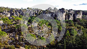 Cirque de MourÃ¨ze drone view, rocky landscape in France