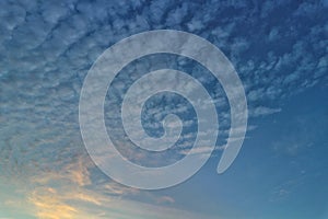 Cirrocumulus clouds in the blue sky, Cirrocumulus clouds with small and rounded cloudlets