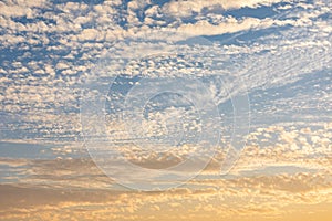 Cirrocumulus clouds sunset sky cloudscape background pattern