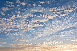 Cirrocumulus clouds sunset sky cloudscape background pattern