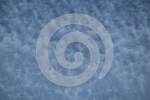 Cirrocumulus floccus clouds. Sky with white clouds