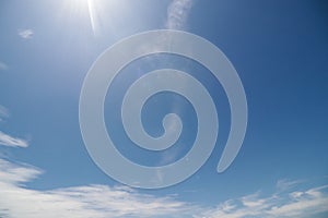 Cirrostratus clouds with a clear blue sky background. Types of clouds stock images