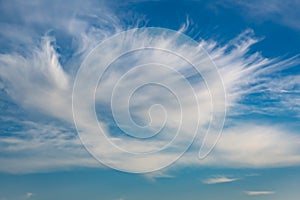 Cirrostratus clouds, feathery cloud, curl cloud in blue sky with