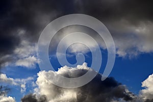 Cirrus clouds high in the blue sky