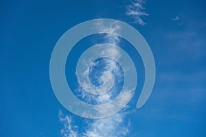 Cirrus white clouds on light blue sky. Panorama view background or overlay elements for design projects