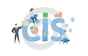 CIS, Collection Information Statement. Concept with keywords, people and icons. Flat vector illustration. Isolated on photo