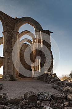 Cistercian monastery in ruins. Collado Hermoso, Segovia. Spain