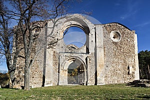 Cistercian monastery in ruins. Collado Hermoso, Segovia. Spain