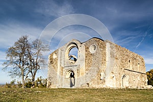 Cistercian monastery in ruins. Collado Hermoso, Segovia. Spain photo