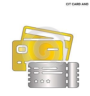 Cit card & ticket icon editable symbol design