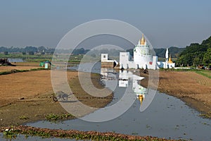 Citadel Pagoda in Taungthaman lake, Amarapura, Mandalay, Myanmar photo