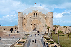 Citadel of Qaitbay, a 15th century defensive fortress located on the Mediterranean sea coast, Alexandria, Egypt