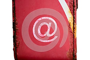 CITES symbol on red post box have the rust on white background