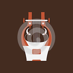 Cithara flat vector icon. Folk music instrument