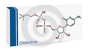 Citicoline, CDP-choline, cytidine diphosphate-choline molecule. It is used as a nutritional supplement. Skeletal chemical formula