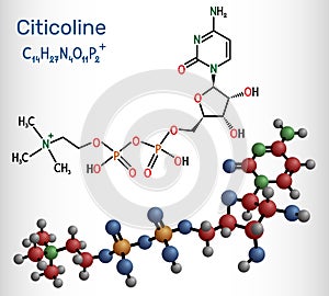 Citicoline, CDP-choline, cytidine diphosphate-choline molecule. It is used as a nutritional supplement. Structural chemical