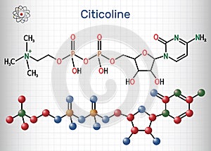 Citicoline, CDP-choline, cytidine diphosphate-choline molecule. It is used as a nutritional supplement. Structural chemical