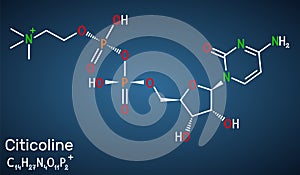 Citicoline, CDP-choline, cytidine diphosphate-choline molecule. It is used as a nutritional supplement. Structural chemical