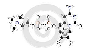 citicoline molecule, structural chemical formula, ball-and-stick model, isolated image cytidine diphosphate-choline photo