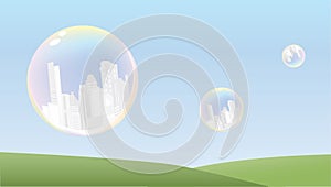 Cities in bubbles abstract background photo
