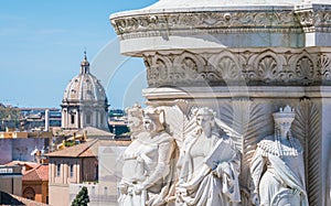 The cities of Italy, ifrom the pedestal of Vittorio Emanuele II statue in the Altare della Patria in Rome, Italy.