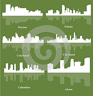 Cities in Ohio (Columbus, Akron, Toledo, Dayton, Cincinnati, Cleveland )