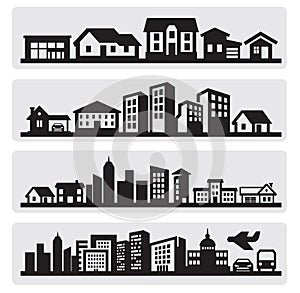 Cities silhouette icon