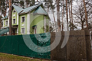 Cities of Ukraine after the Russian occupation. Destroyed buildings on the streets of Irpen.