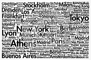 Cities in the World related word cloud