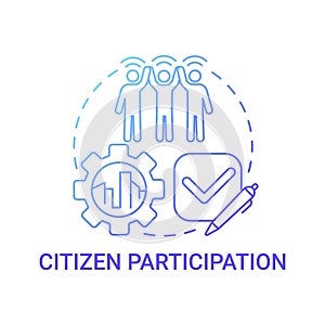 Citizen participation gradient blue concept icon