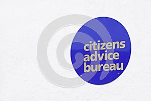 Citizens advice bureau sign at office building England UK