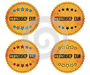 CITIZENSHIP EXAM text, on round wavy border vintage, stamp badge